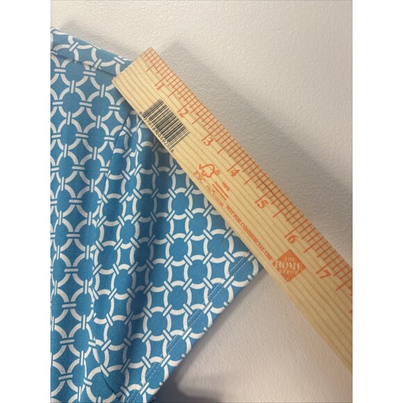 Talbots Petite XLDress Sheath Self Tie Cap Sleeve Stretch Blue Geometric Print - Picture 6 of 14